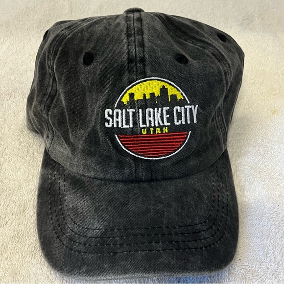 Salt Lake City Embroidered Cotton Dark Grey Adjustable Cap - Picture 2 of 15